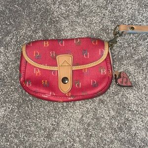Vintage Dooney & Bourke Pink Logo Wristlet w/Leather Strap